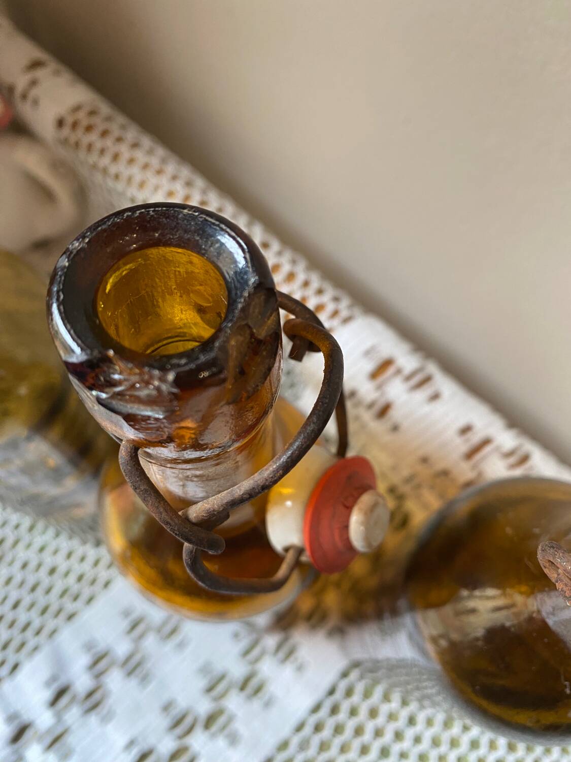 Antique amber bottles