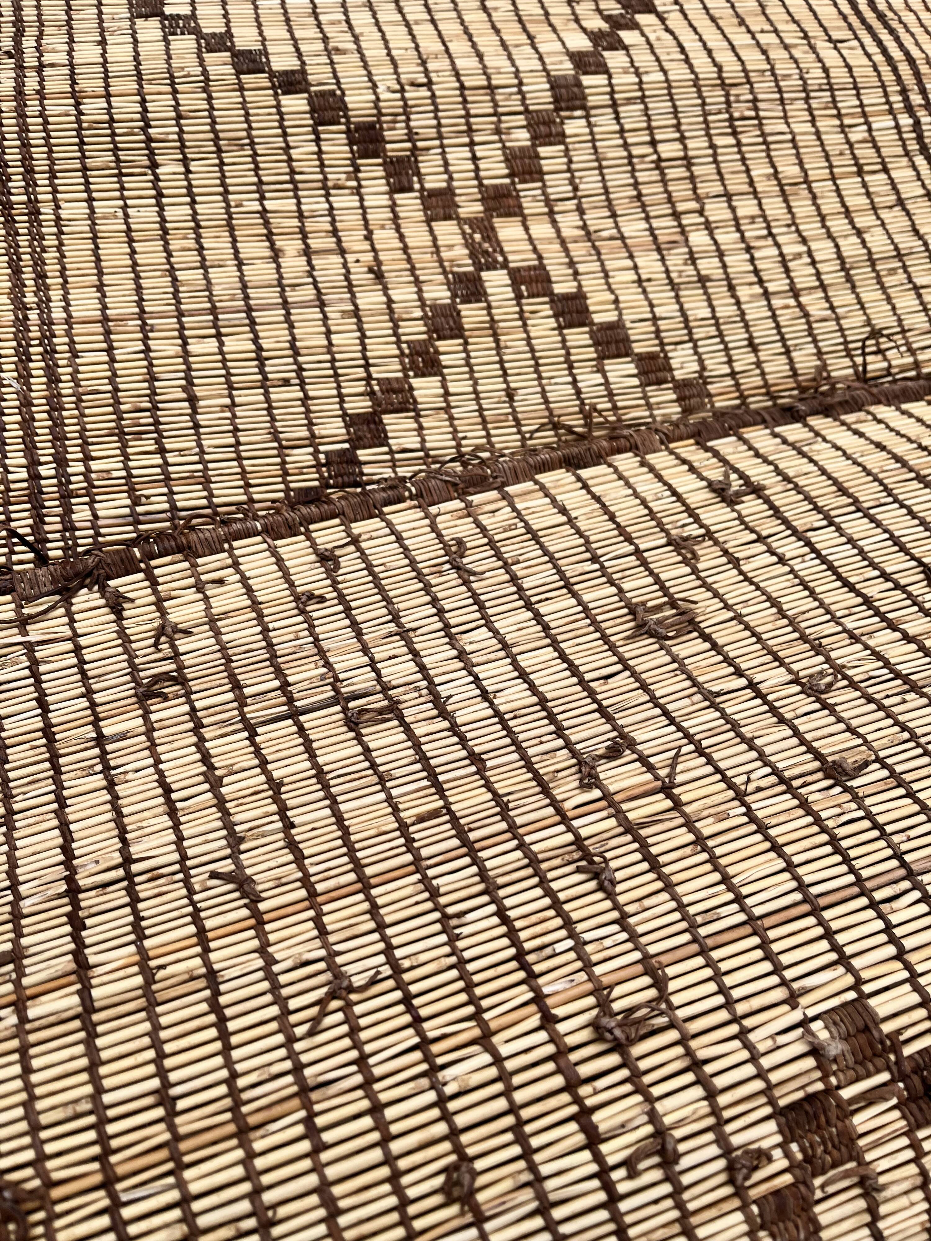 Mauritanian African mat in leather and reeds
