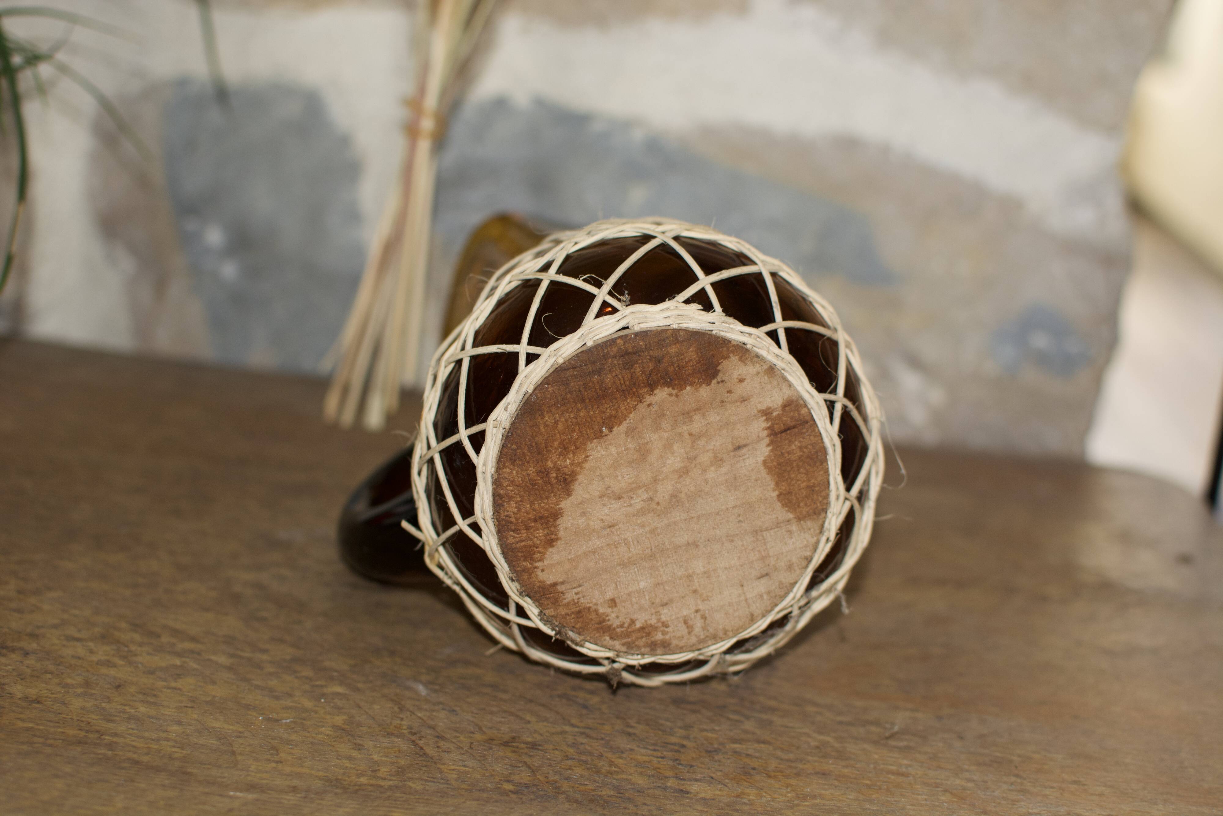 Vintage amber blown glass pitcher