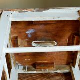 Workshop stool in vintage patinated solid wood