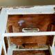 Workshop stool in vintage patinated solid wood