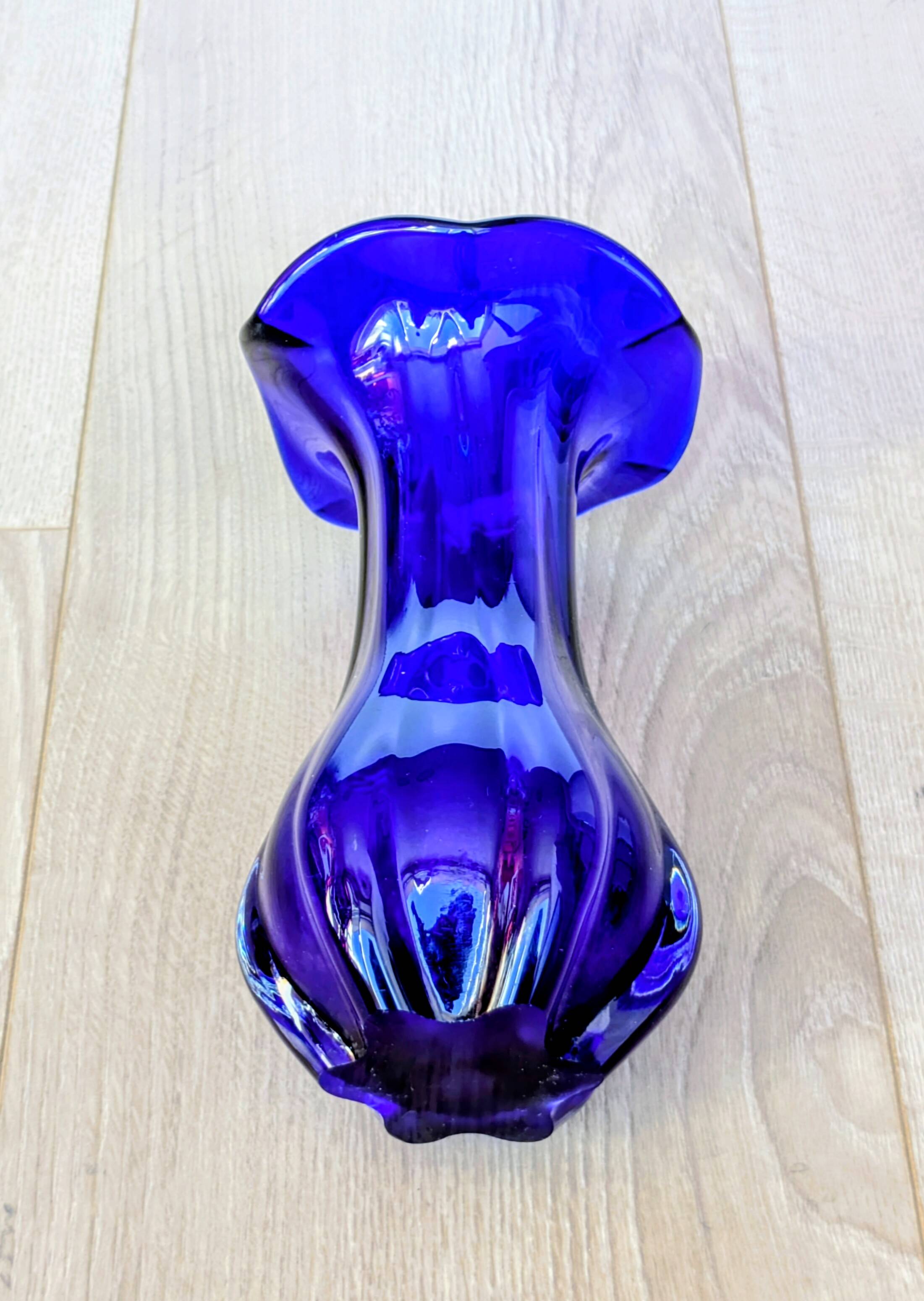Large Cobalt Blue Art Glass Vase - Murano Work - Italy 1960