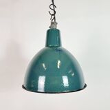 Industrial Petrol Enamel Factory Pendant Lamp, 1960s