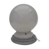 White globe table lamp support grey wood bead