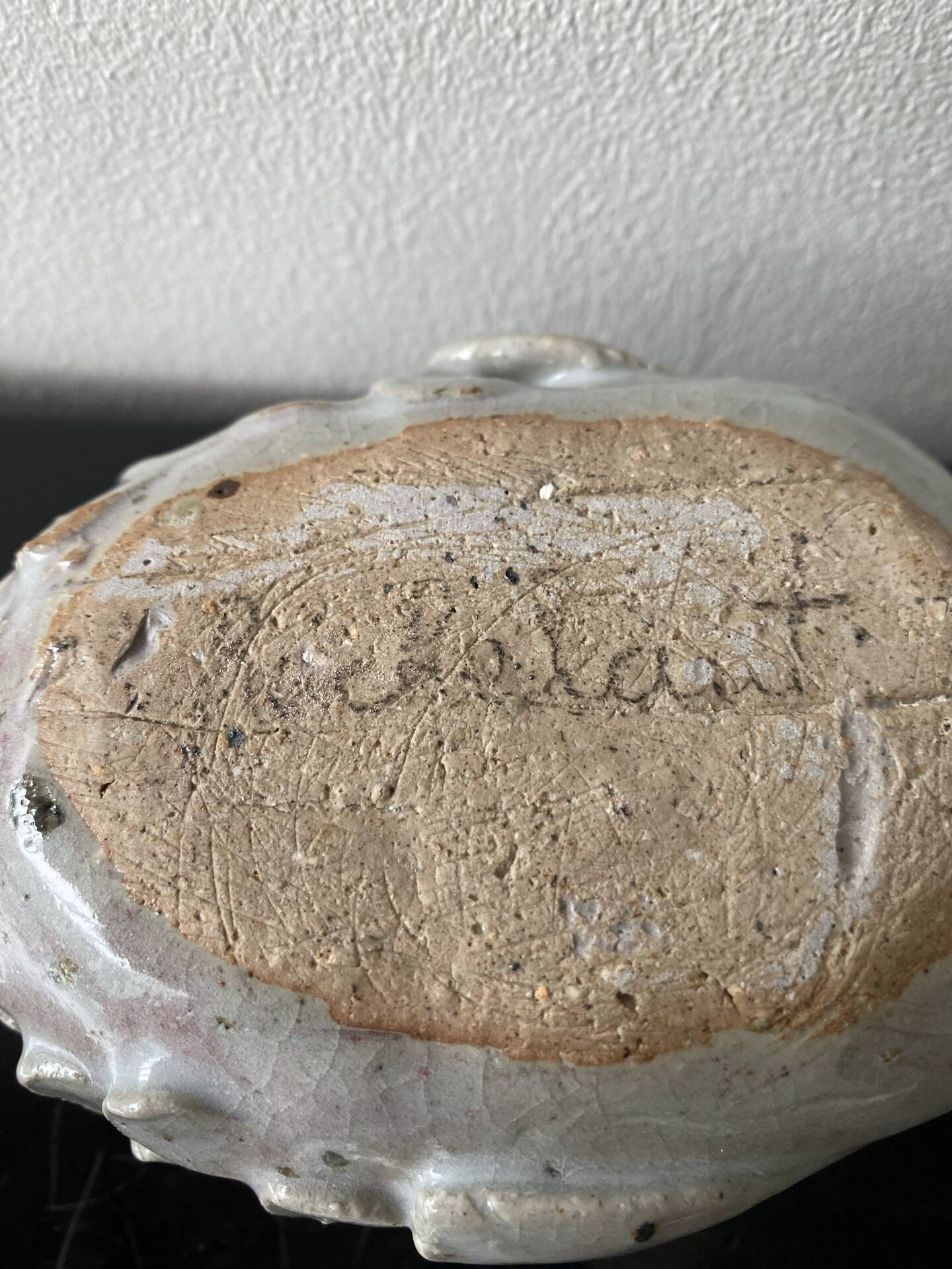 Small Rascasse box in glazed terracotta signed Rochehaut