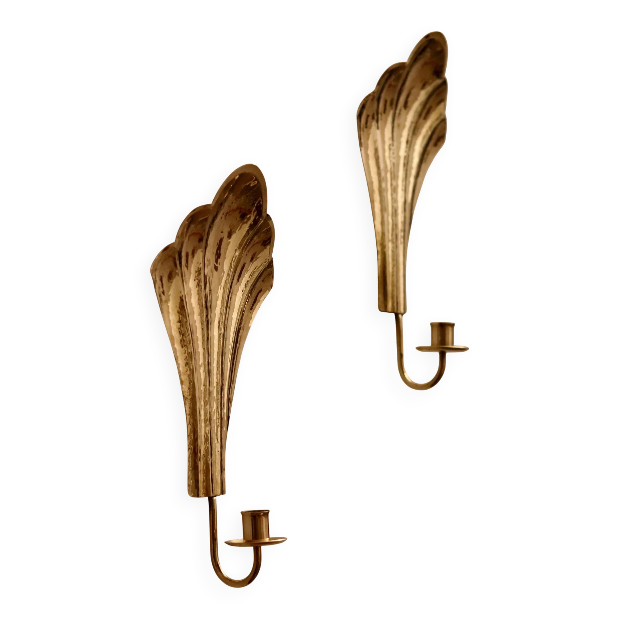 Pair of vintage Swedish brass sconces by Arvika