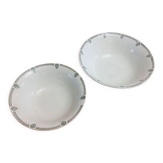 Set of 2 antique castres earthenware salad bowl