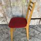 Vintage Scandinavian Chair Beech + Red Fabric Seat 60s