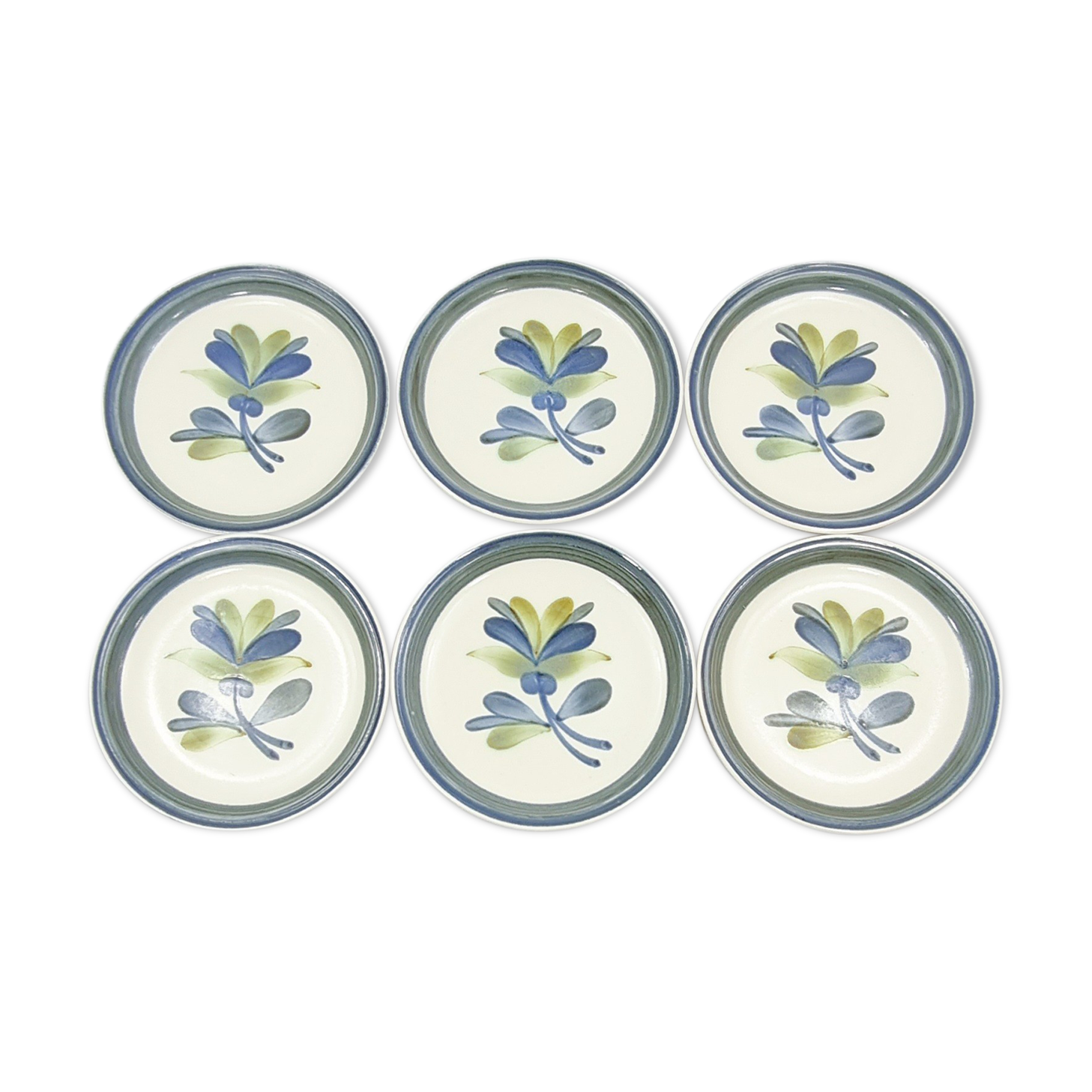 6 vintage plates Gien decorations Nairobi blue