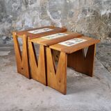 Set of 3 nesting tables by Guillerme and Chambron, France, 1960s