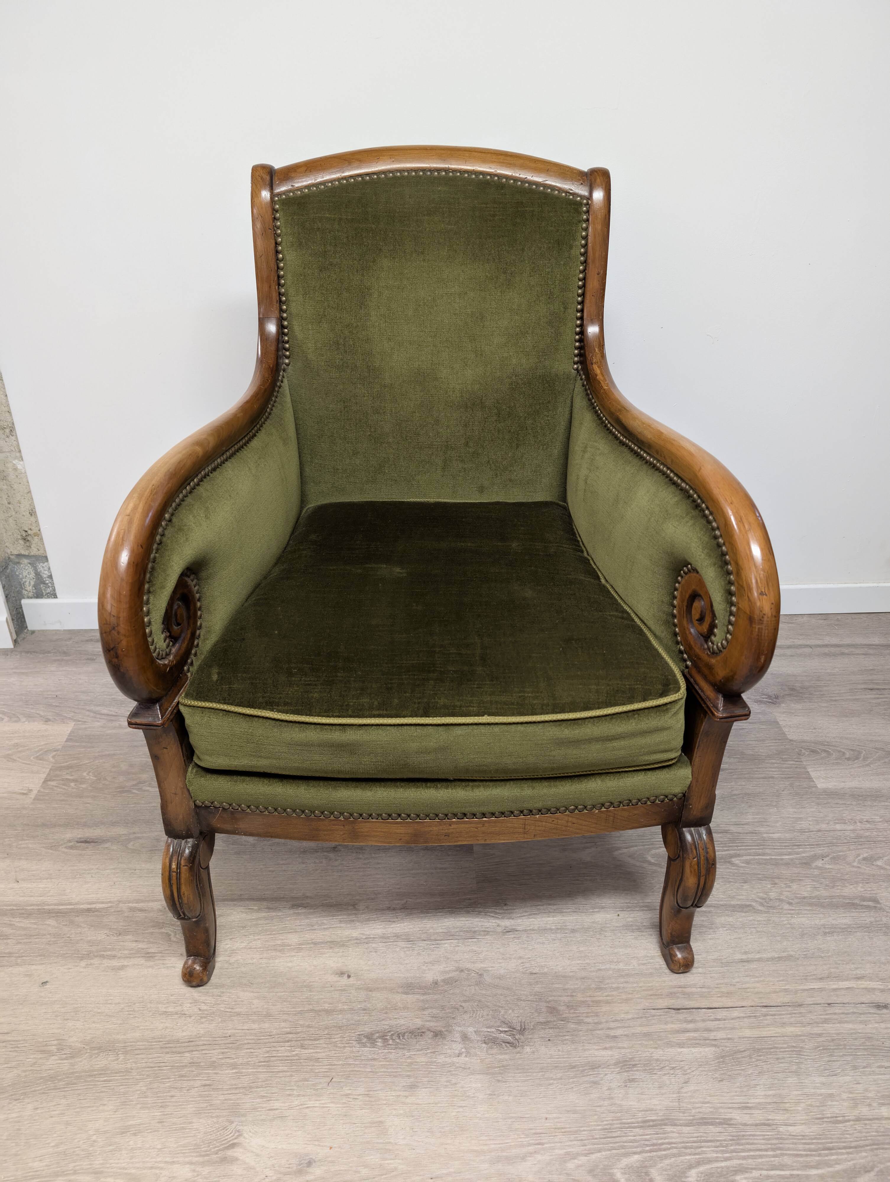 Restoration-style rolled-arm bergere
