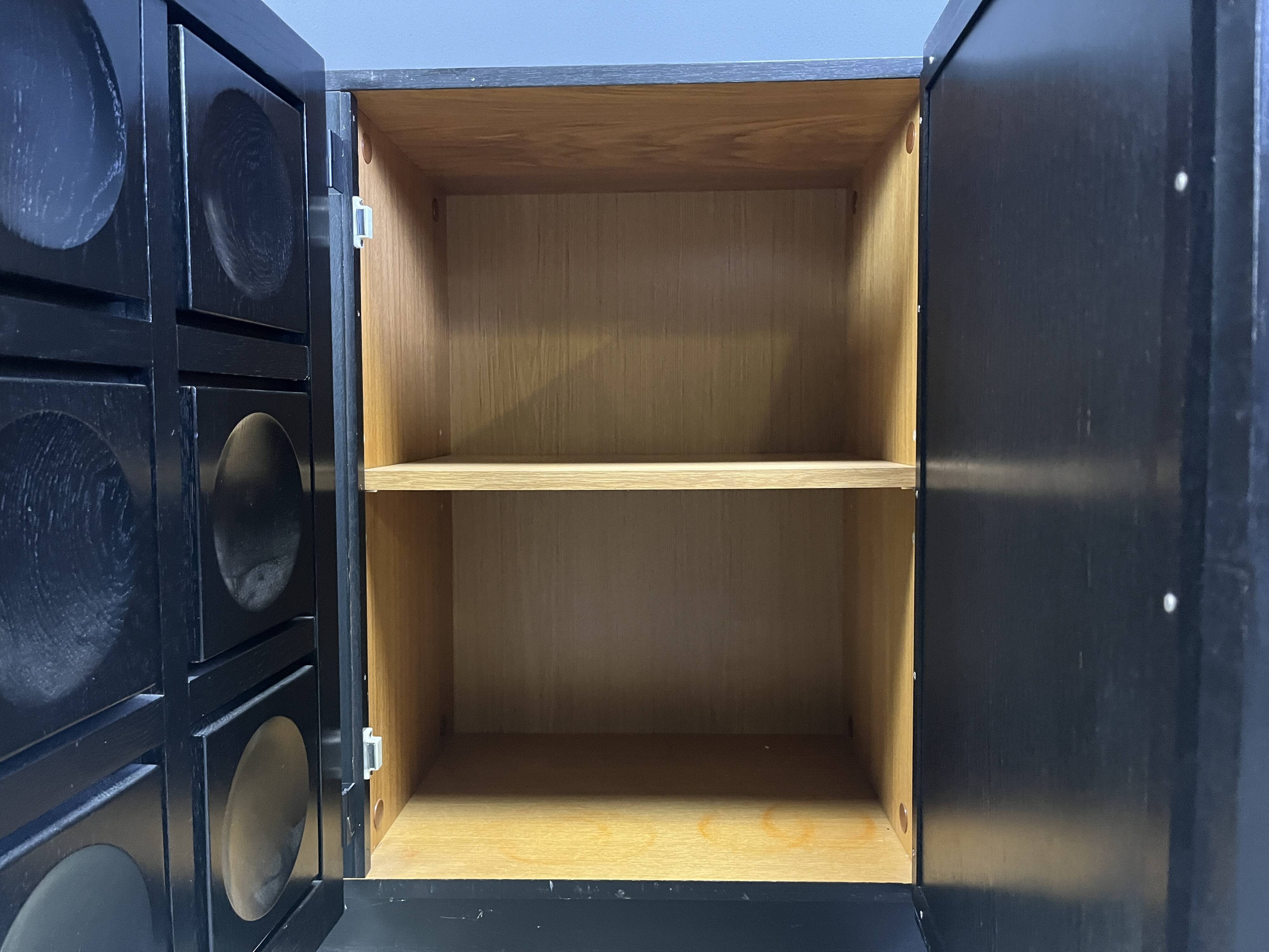 Vintage black brutalist sideboard, 1970s.