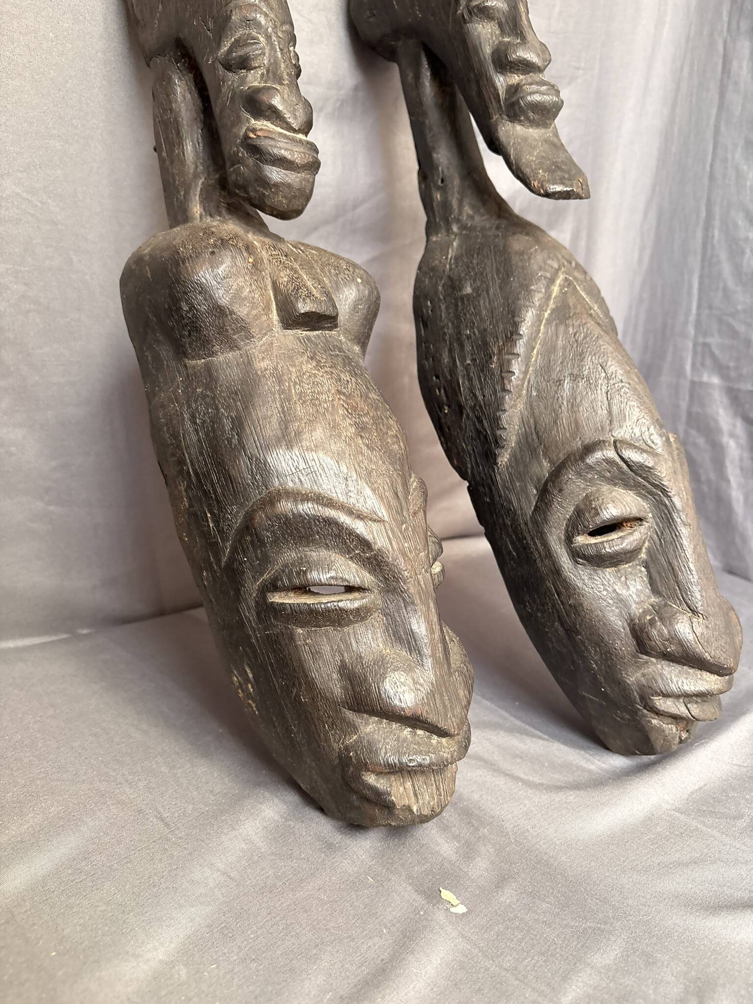 Ancient Pair Mask Helmet Dogon Bambara Mali Ceremony Ritual