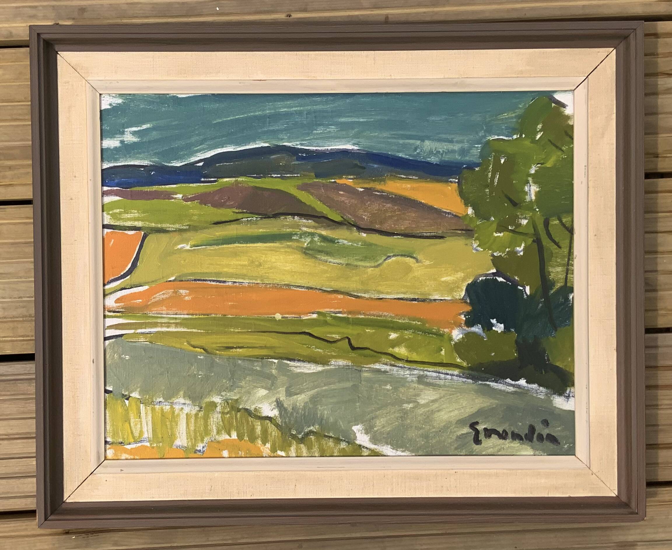 Vintage Oil on Canvas Landscaoe by Svan Grandin 1960s