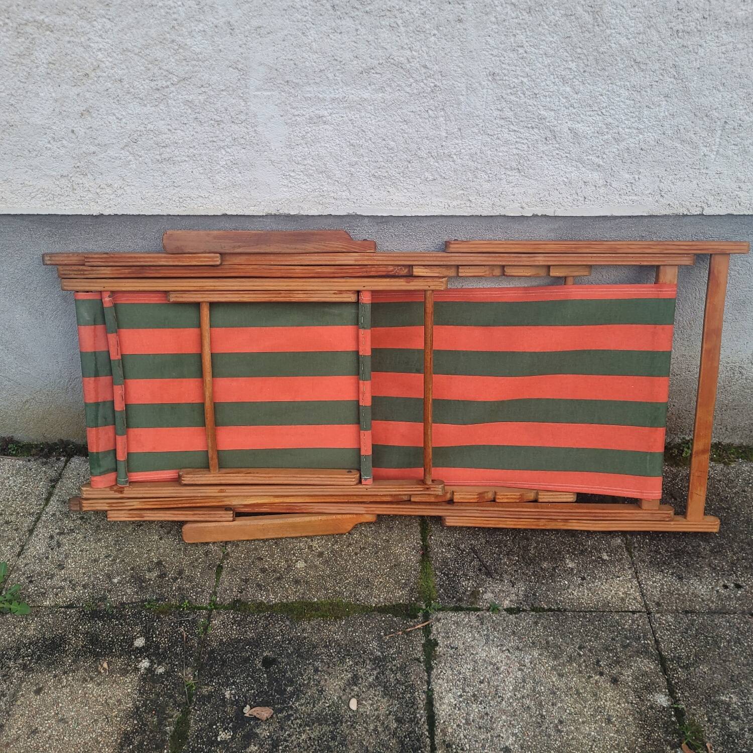 Vintage Deck Chair with Footrest – Transatlantic Stripes
