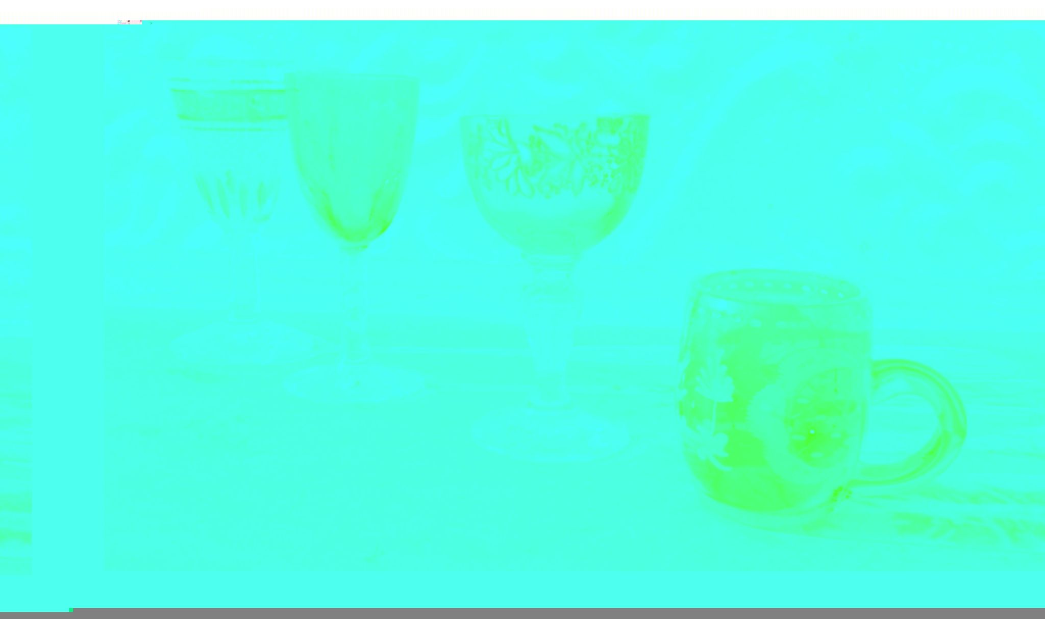 4 old enamelled liqueur glasses