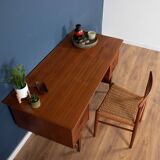 Retro danish 1960s mid century two sided desk with bookcase