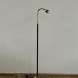 Danish Mid-Century Leather and Brass Adjustable Floor Lamp