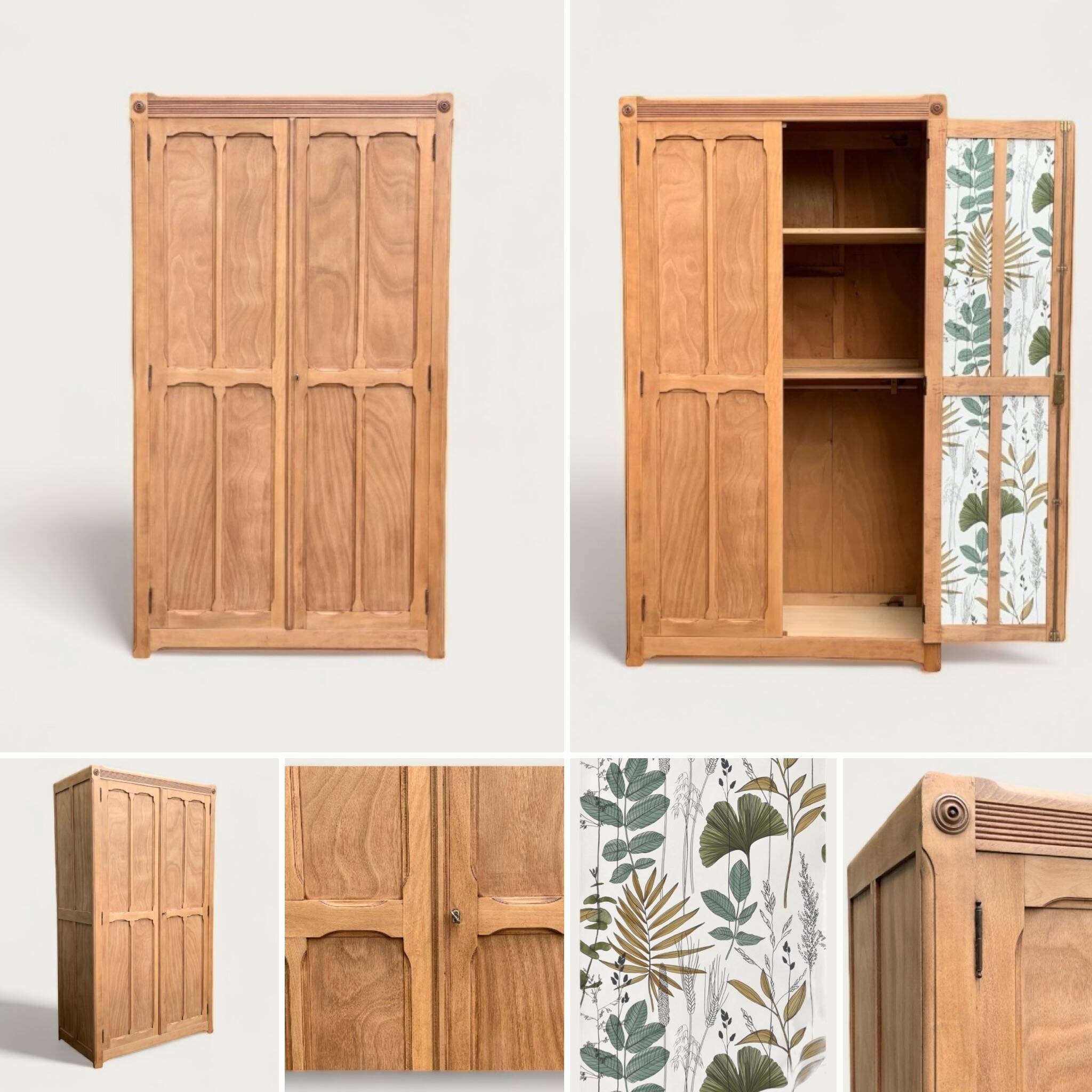Parisian paneled cabinet in raw wood, 1940
