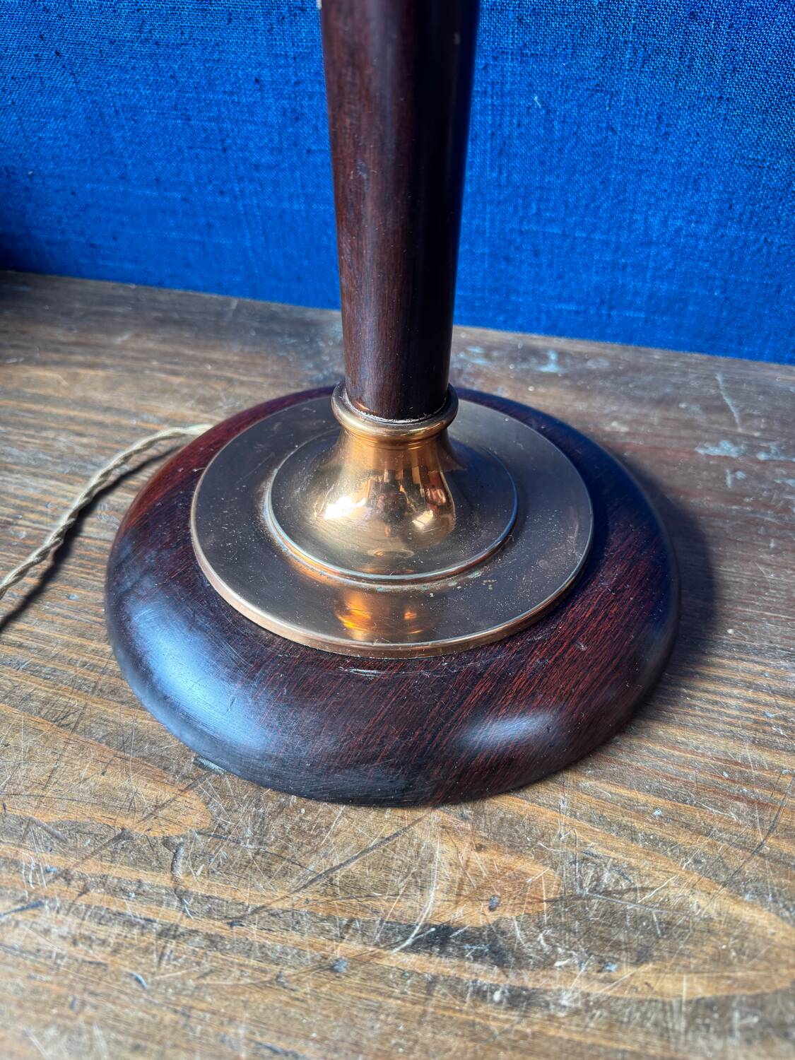 Mazda lamp – mahogany, copper and opaline – 1930s