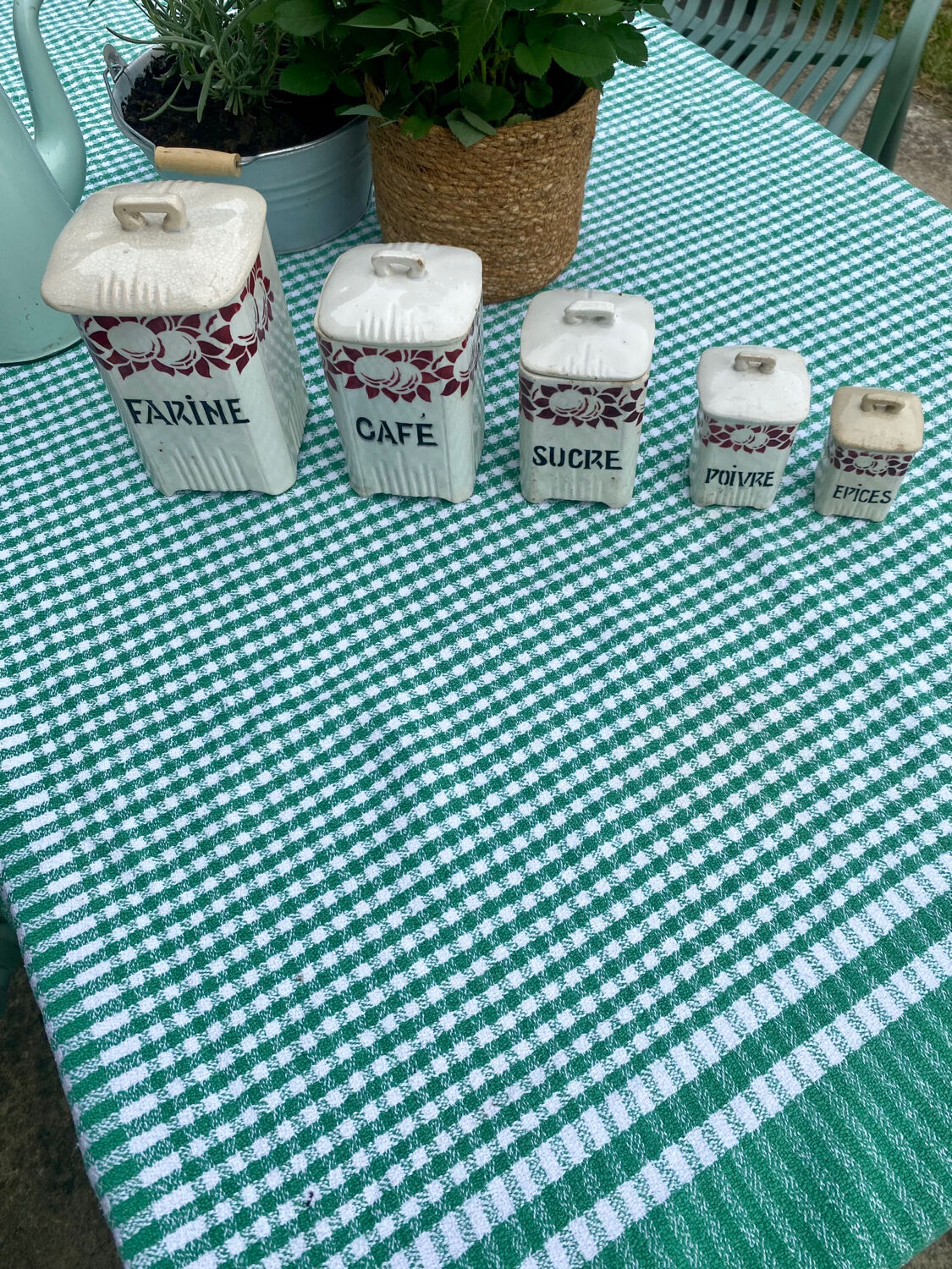 Series of vintage spice jars