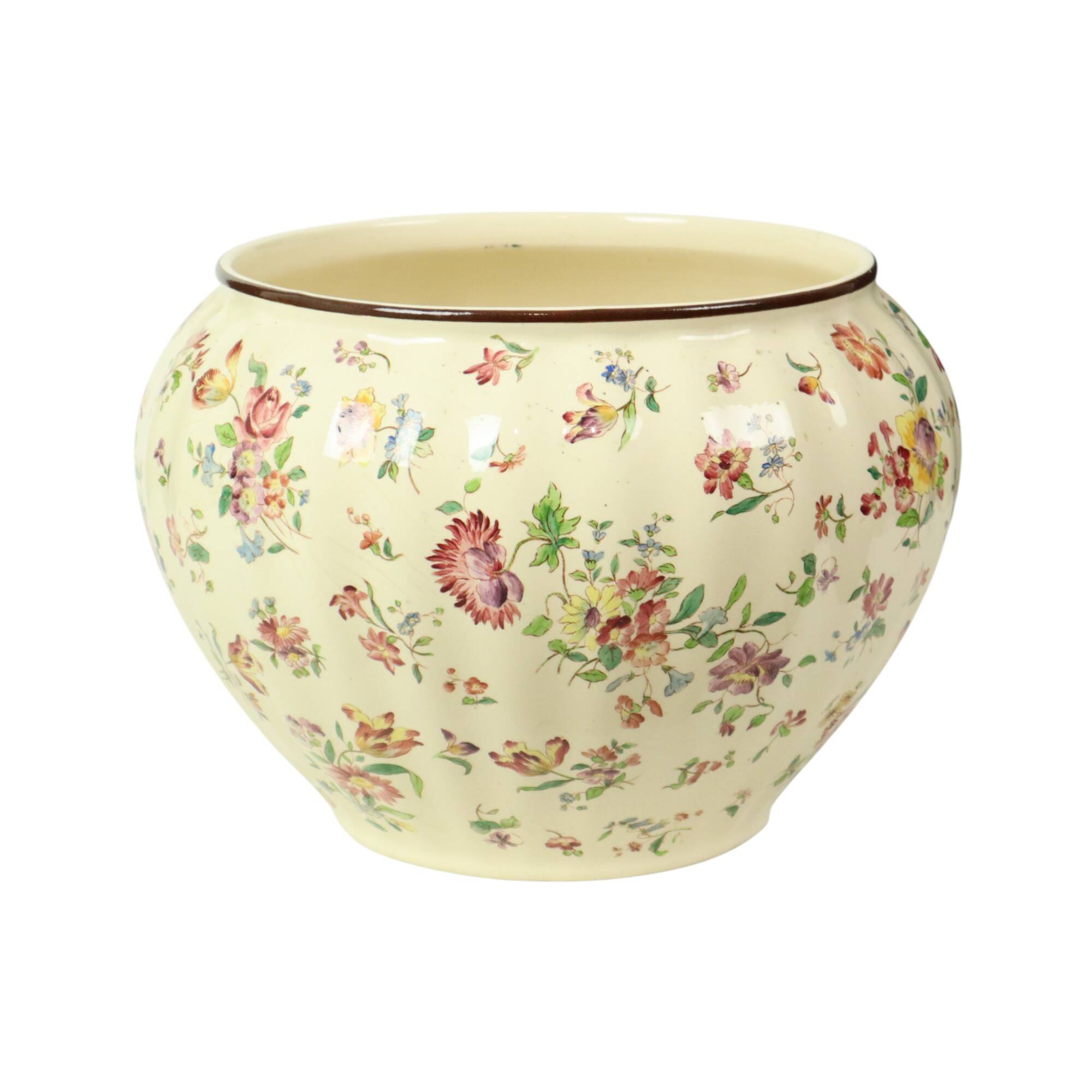 Large Polychrome Flower Pot Cache Pot Longchamp France 36cm
