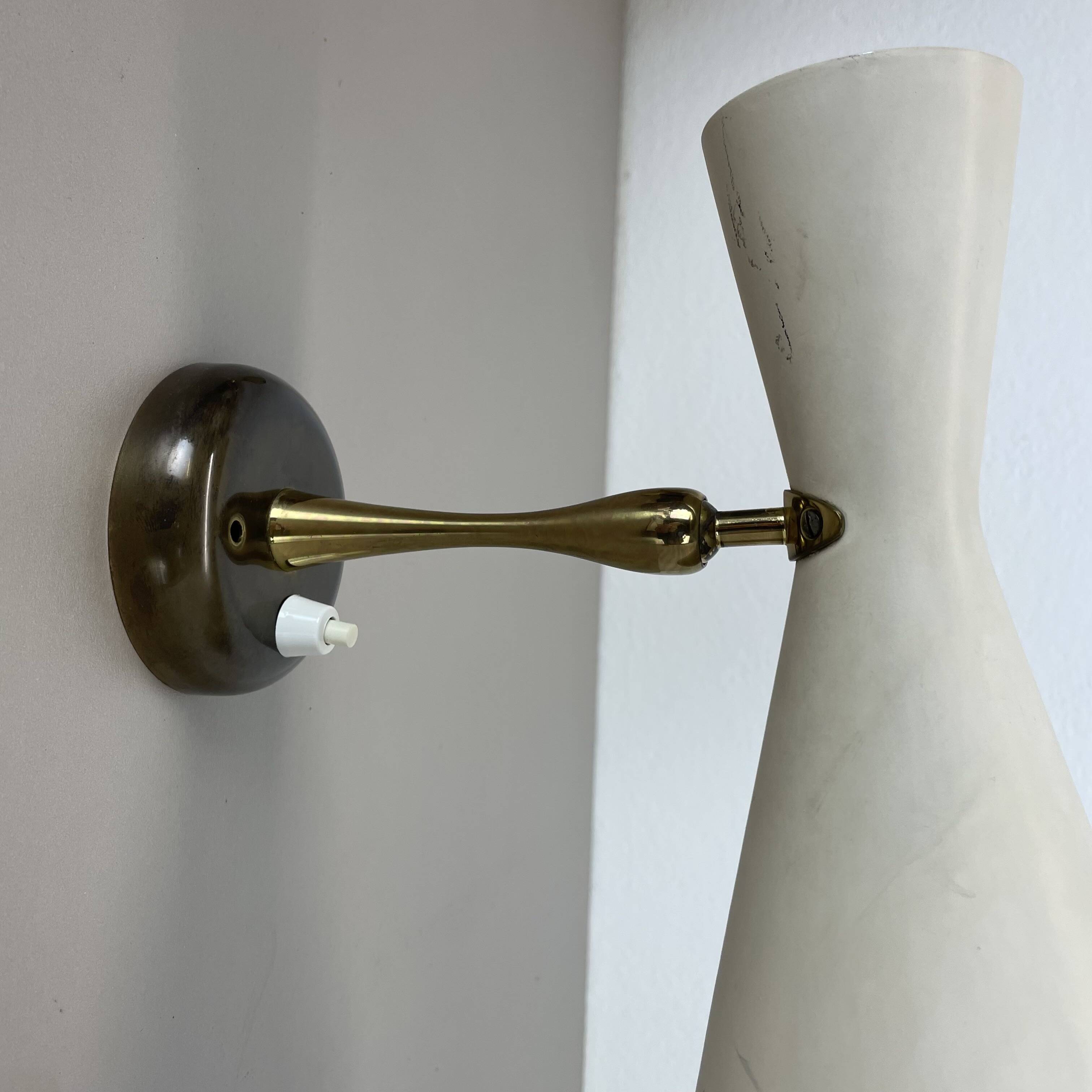 brass and metal diabolo stilnovo style theatre wall light, italy 1950s