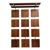 Coat rack wall unit in palisander wood veneer and chrome 1960s