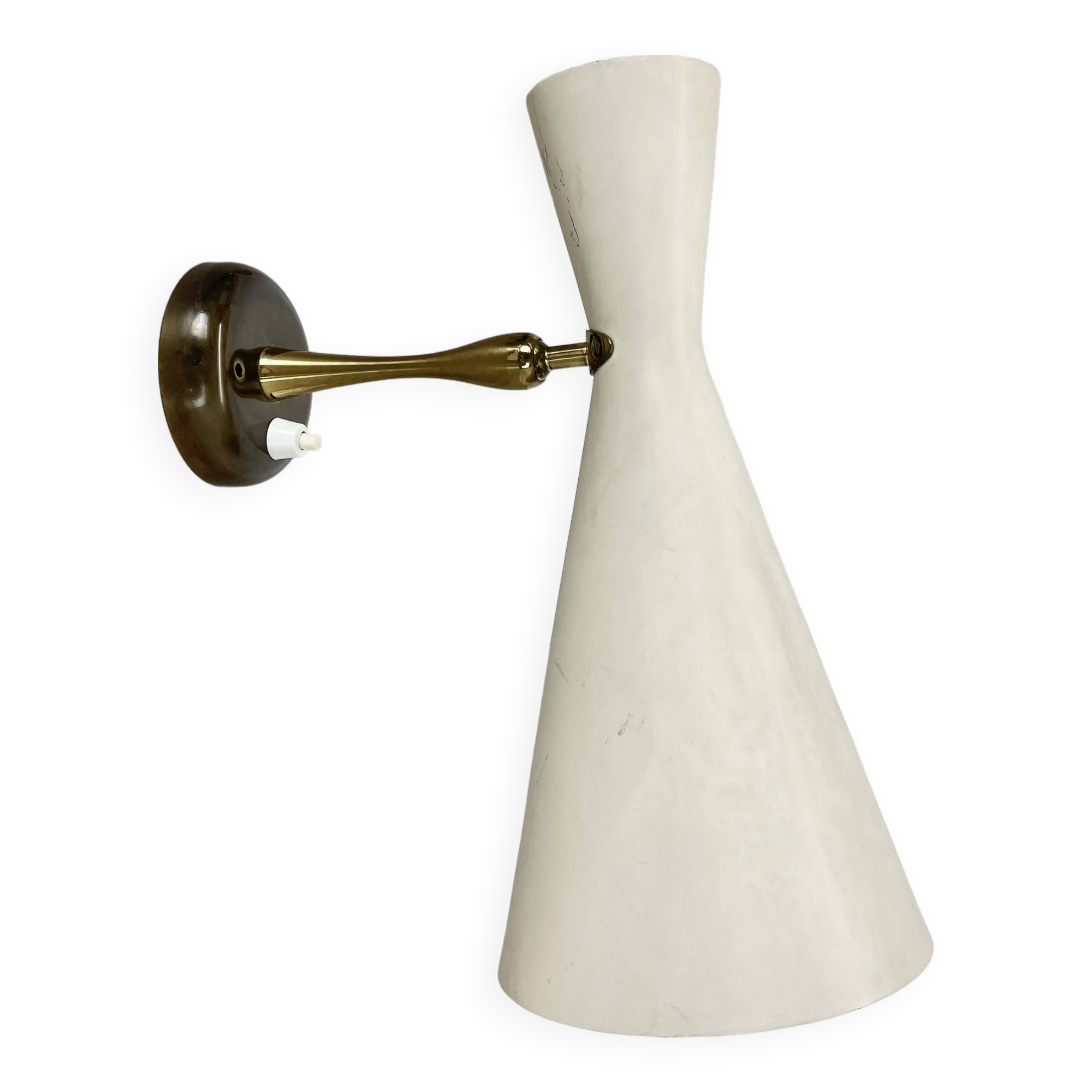 brass and metal diabolo stilnovo style theatre wall light, italy 1950s