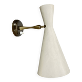 brass and metal diabolo stilnovo style theatre wall light, italy 1950s