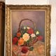 Old Oil Painting Canvas Still Life Rose Flowers Bouquet Signed