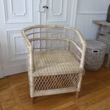 Natural rattan armchair braided