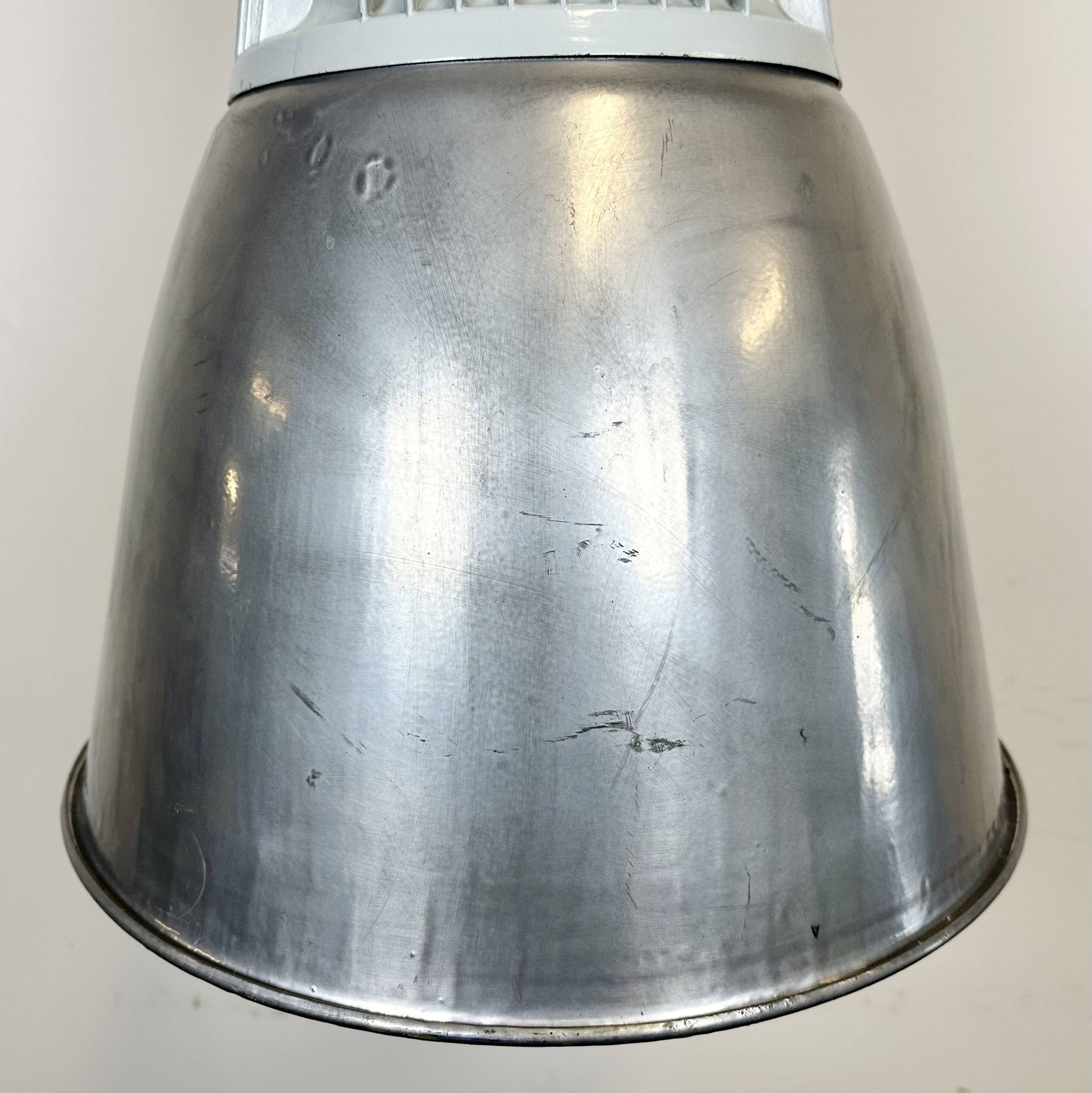 Vintage Silver Industrial Factory Pendant Lamp from Elektrosviti, 1960s