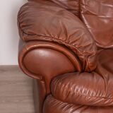 Vintage sofa from the 70s in genuine brown leather italian design