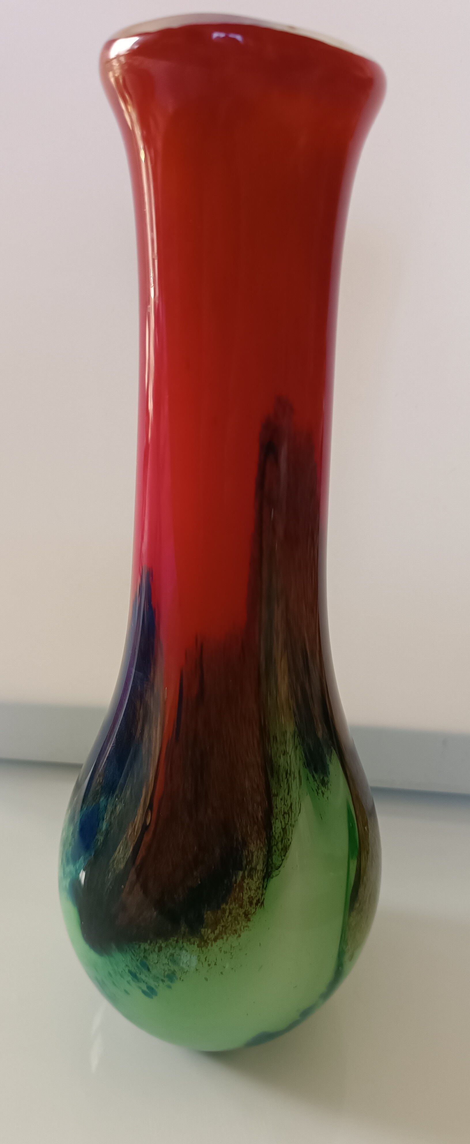 Multicolored glass paste vase signed Gabriel Milesi master glassmaker