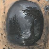Waterfall in the moonlight, pastel