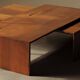 Pair of nesting coffee tables in solid wood, around 1980.
