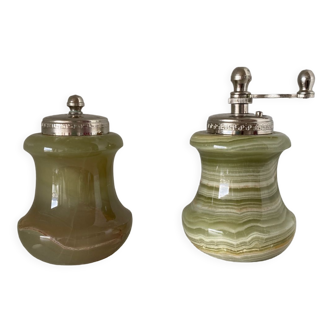 Salt and pepper shaker - marble effect - oriental type