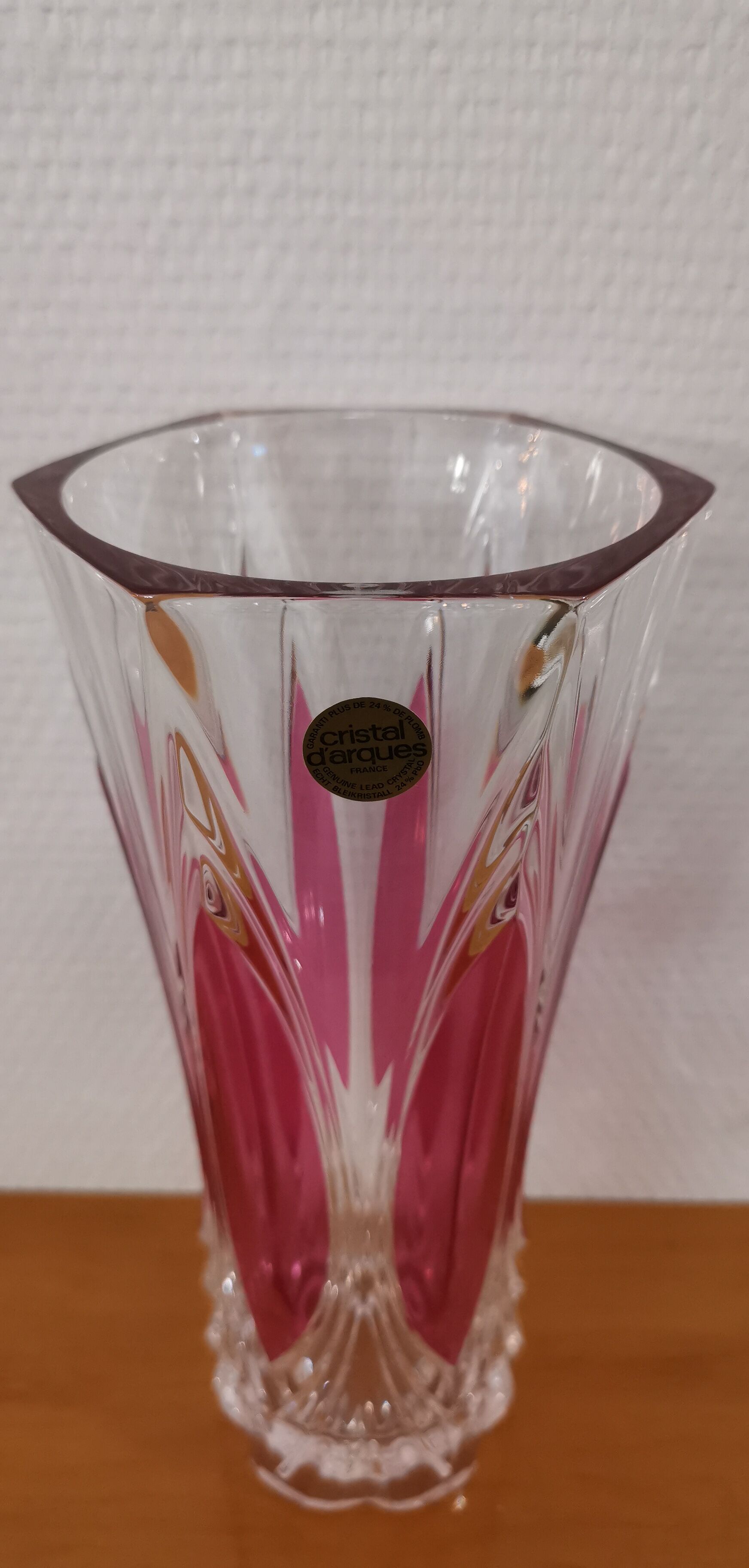 Arques crystal vase model Châtelet rosé