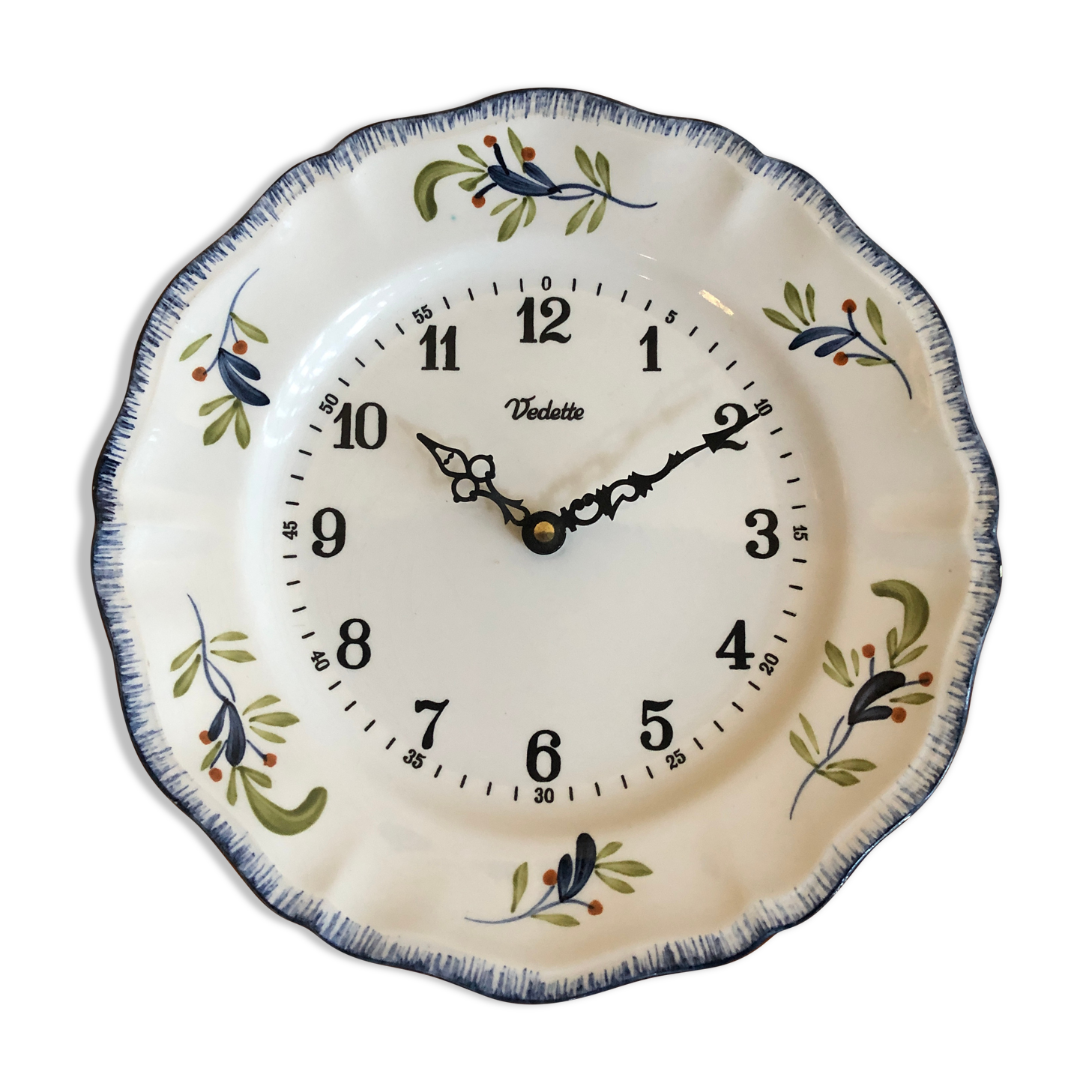 Old clock clock star ceramic plate sarreguemines vintage