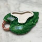 Dish - empty pocket green slip leaf veined in ceramic