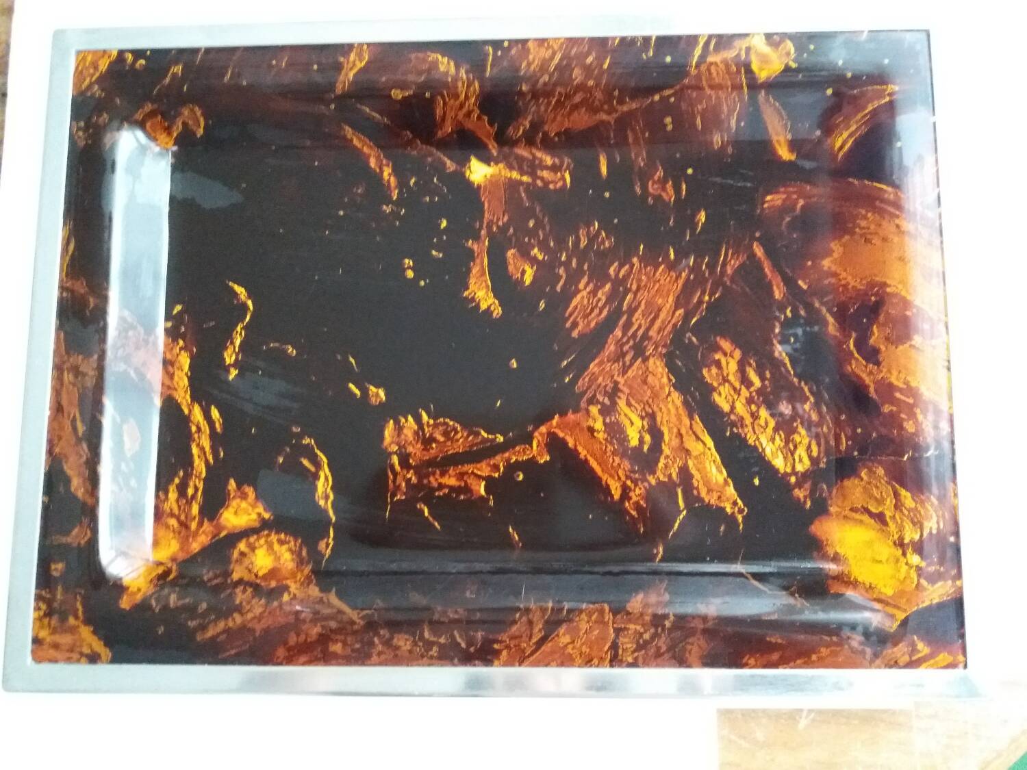 Vintage lucite tray imitating tortoiseshell