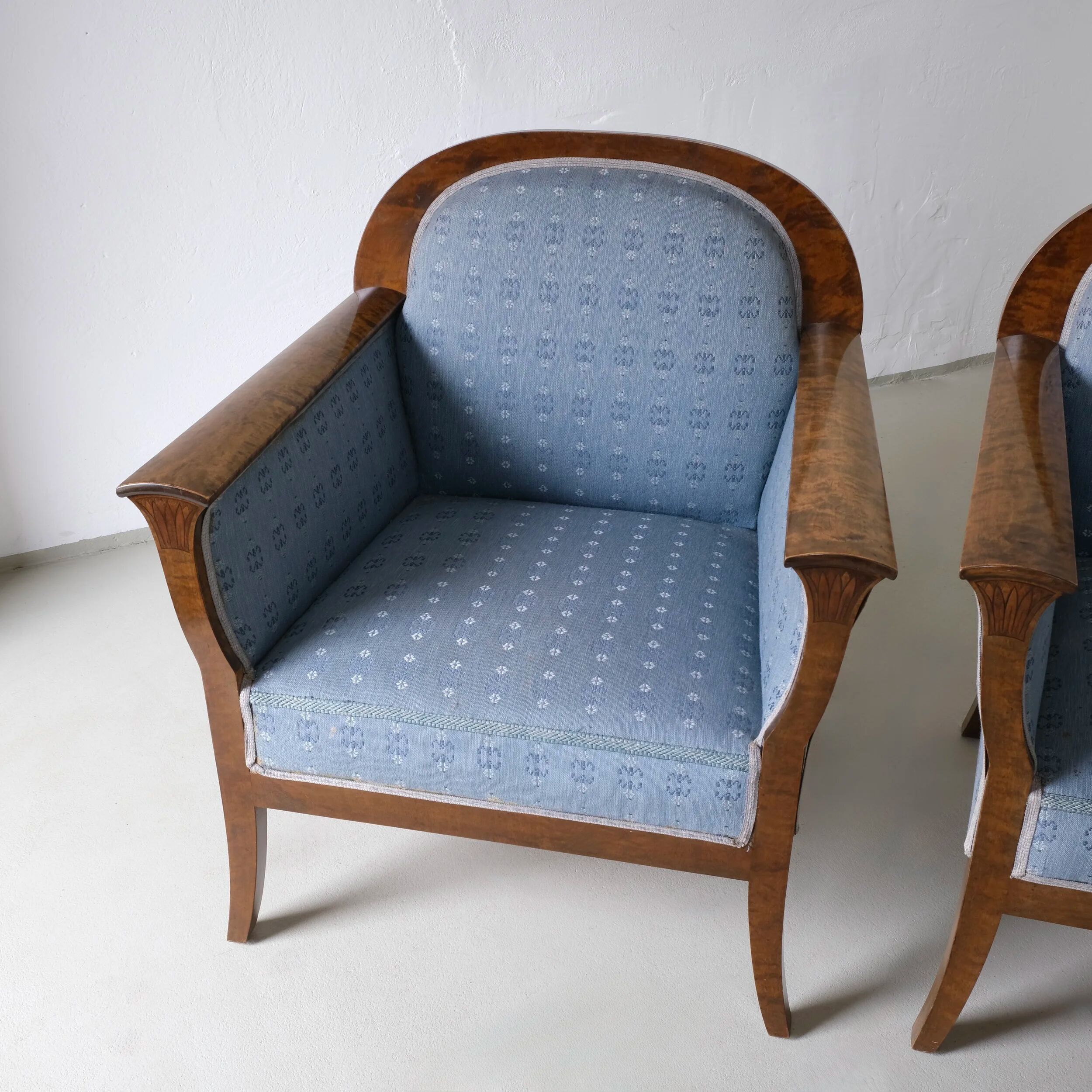Chaises en satin de bouleau Biedermeier | Suède | ensemble de 2