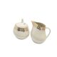 Ewa sugar bowl and creamer, mid-century modern, ivory white porcelain, Poland, 1970s.