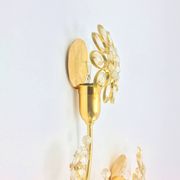Pair of Extra Large Mid Century Gilt Brass & Crystal Flower Shape Wall Lights from Palwa, Germany