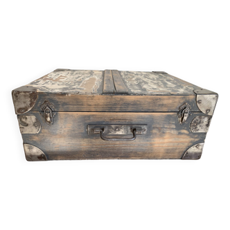 wooden and metal storage box