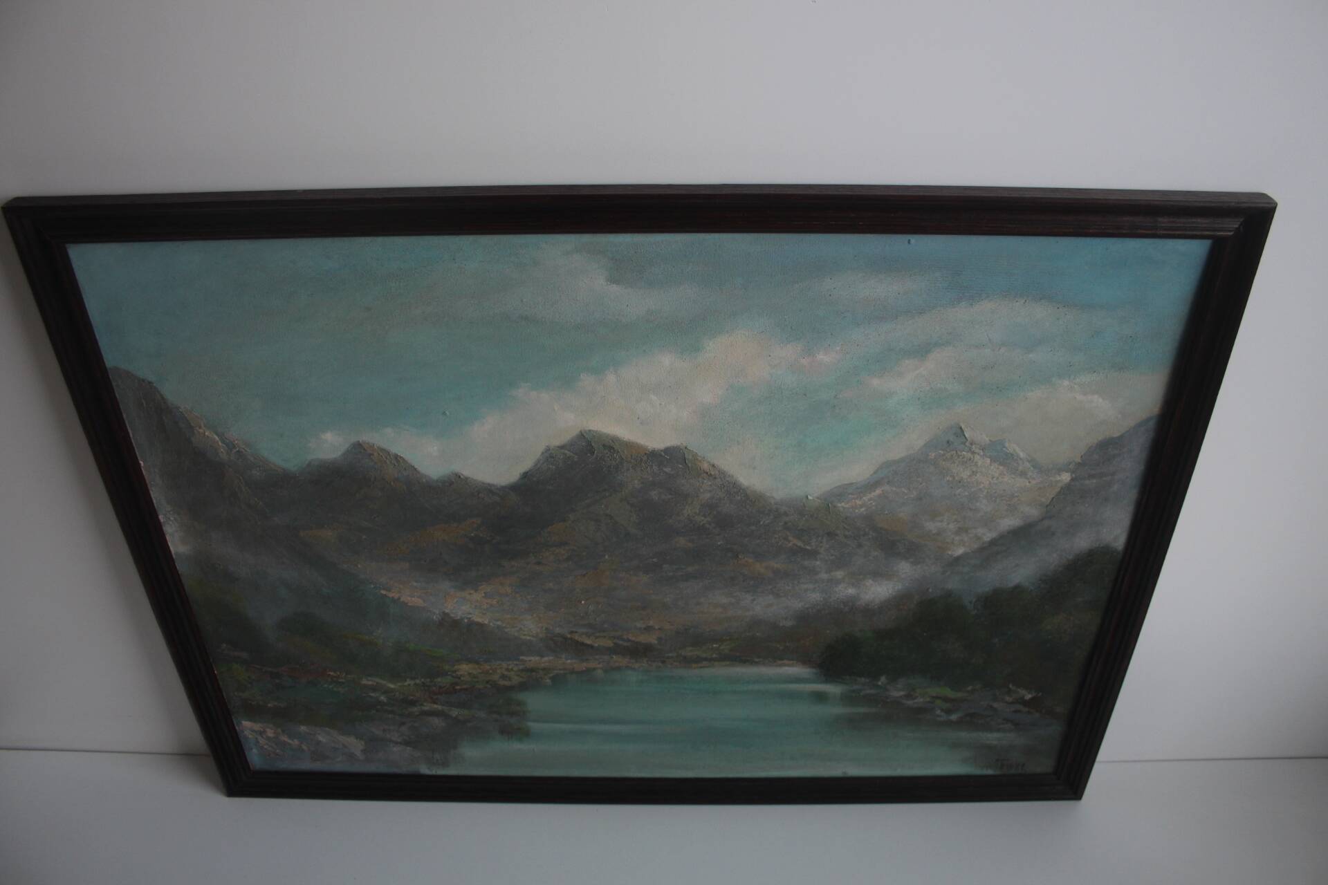 Hand painted painting, oil on fiberboard, signed, Czechoslovakia, 1960's.