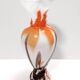 White, Orange and Brown Murano Glass Vase by Carlo Moretti, Italy