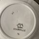 9 small plates, Courville model, Badonviller, made in France, blue geometric patterns