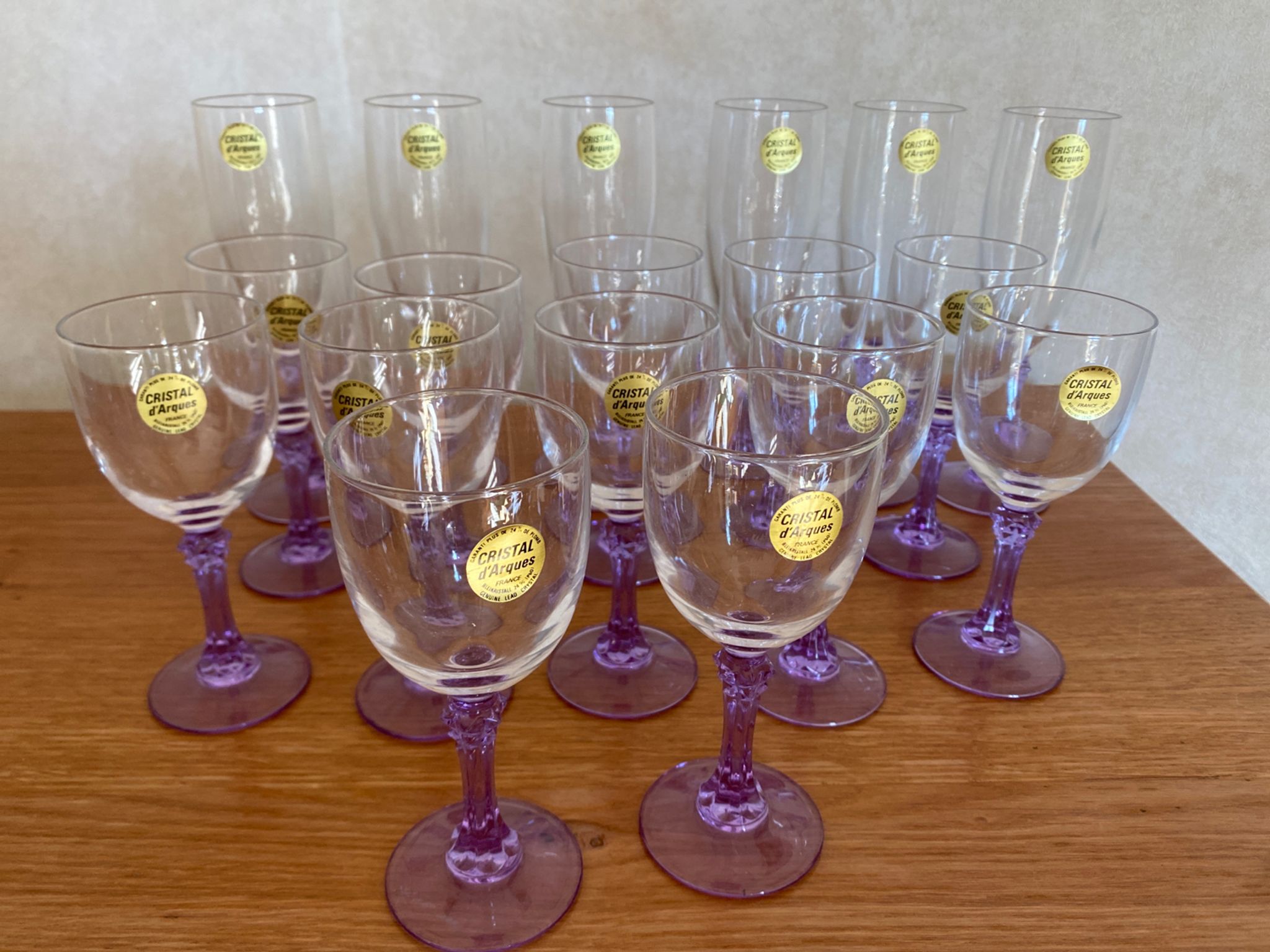 Lot de verres cristal Lilas vintage